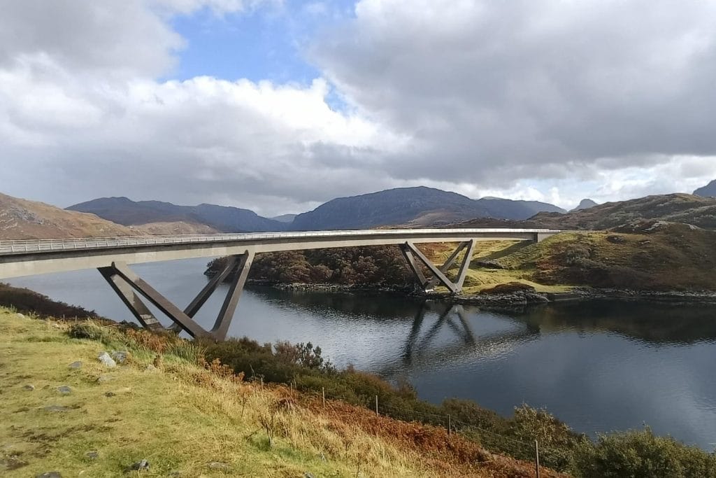 The view towards Ben More from the Kylesku bridge.